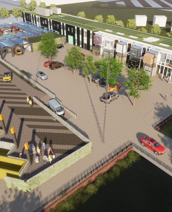 artist impression van de Upcycle Mall aan de Bovendijk.