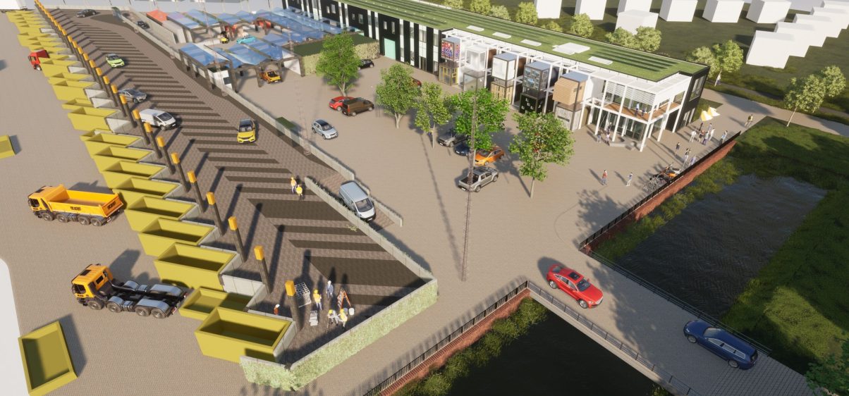 artist impression van de Upcycle Mall aan de Bovendijk.