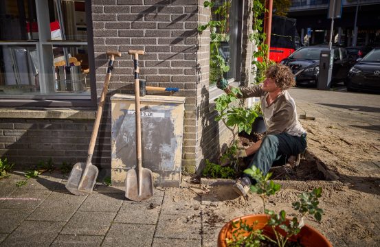 Nederland, Rotterdam, 22/10/2022,

Tegelwippen in de Herman Costerstraat.

foto Jan de Groen.